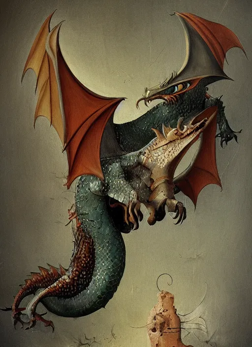 Image similar to dragon painted by hieronymus bosch, detailed digital art, trending on Artstation