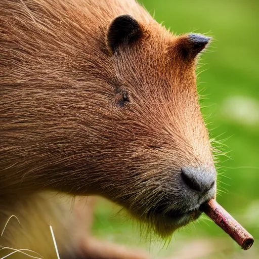 Image similar to cute capybara eating a nvidia gpu, chewing on a graphic card, wildlife photography, bokeh, sharp focus, 3 5 mm, taken by sony a 7 r, 4 k, award winning