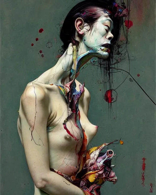 Image similar to there is ugliness in beauty, but there is also beauty in ugliness. in the style of adrian ghenie, esao andrews, jenny saville, edward hopper, surrealism, dark art by james jean, takato yamamoto