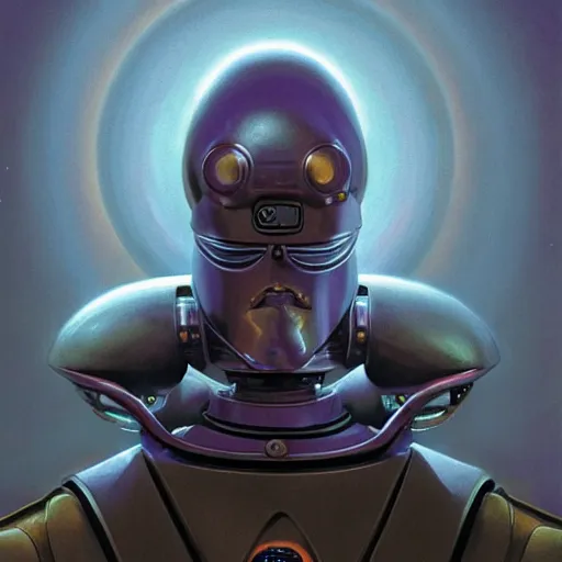 Prompt: cinematic bust portrait of robot with a moustache wearing french beret, exotic alien features, robotic enhancements, silver , desaturated, Tim Hildebrandt, Wayne Barlowe, Bruce Pennington, donato giancola, larry elmore, oil on canvas, masterpiece, trending on artstation, featured on pixiv, cinematic composition, dramatic pose, beautiful lighting, sharp, details, hyper-detailed, HD, HDR, 4K, 8K