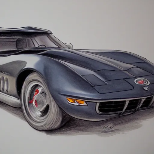 Prompt: detailed sketch, C2 Corvette