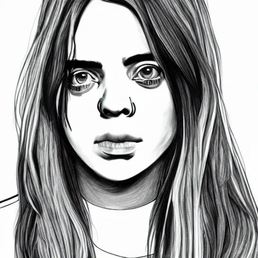 Prompt: billie eilish portrait sketch style