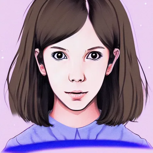 Prompt: a portrait of Millie Bobby Brown, anime art style