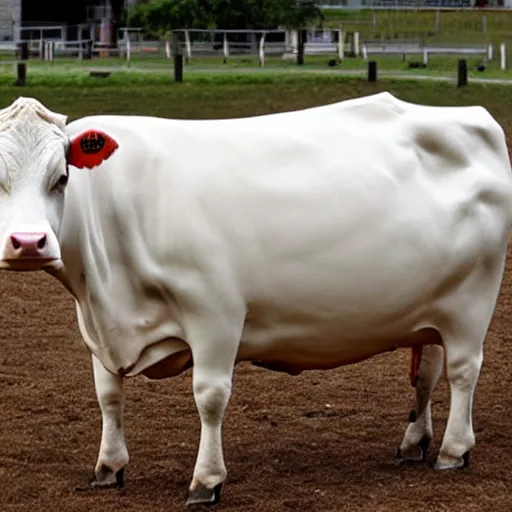 Prompt: a cow shaped like a ball