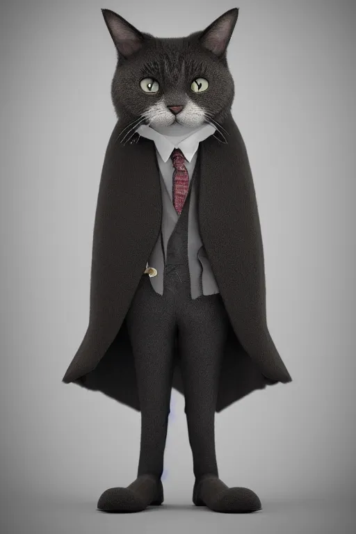 Image similar to a cat wearing a formal overcoat, portait photo, profile picture, hyperrealistic, concept art, octane render, unreal engine 5, digital art, high quality, highly detailed, 8K, cute, defined face, elegant clothes, trending on DeviantArt, Pixar style