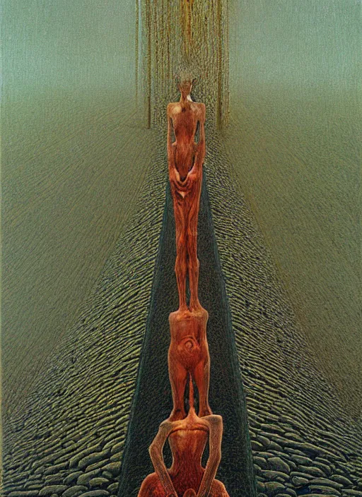 Prompt: a machine to become god highly detailed painting by zdzisław beksinski 8 k