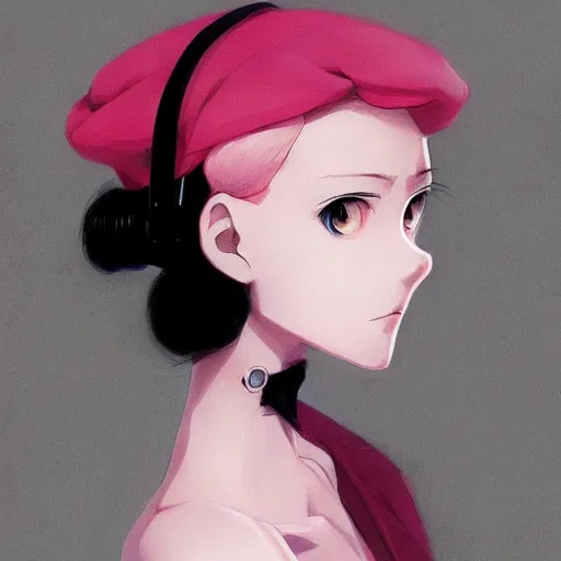 Image similar to anime portrait of an young European woman with short pink hair wearing a black French beret woman anime antagonist by Stanley Artgerm Lau, WLOP, Rossdraws, James Jean, Andrei Riabovitchev, Marc Simonetti, and Sakimichan, trending on artstation