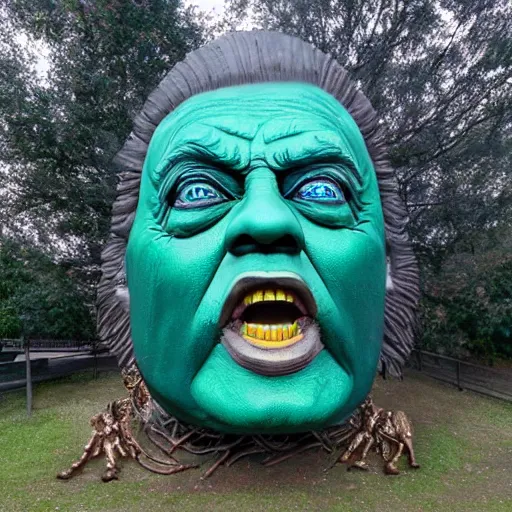 Prompt: a gigantic face of The Wonderful Wizard of OZ sculpted by Simon Stålenhag and H. R. Giger made out of gems