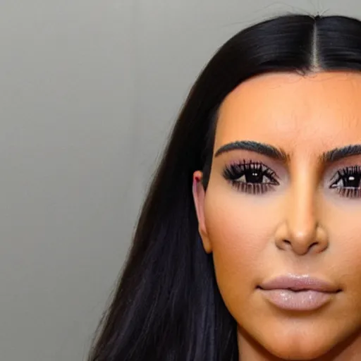 Prompt: sad kim kardashian mugshot, 8 k