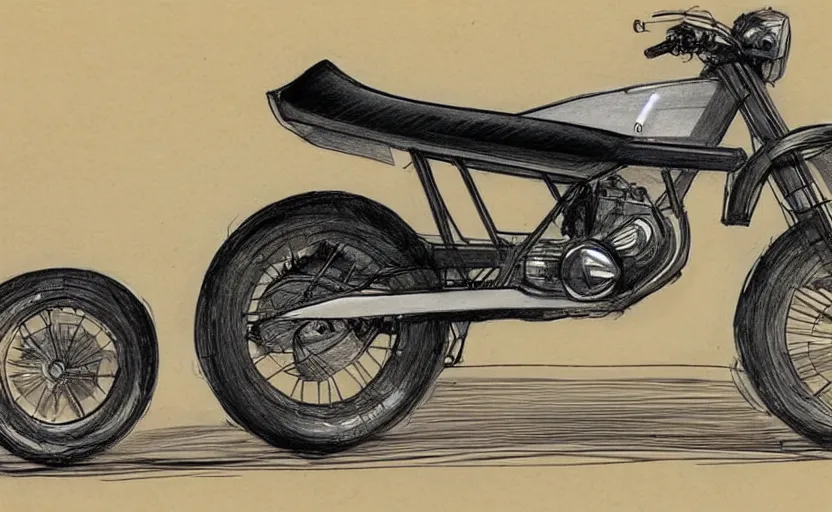 Image similar to 1 9 7 0 s suzuki enduro motorcycle concept, sketch, art,