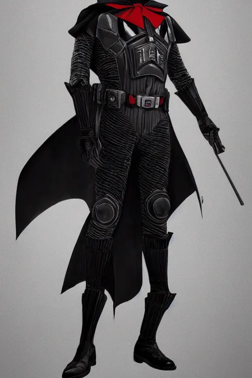 Image similar to Joker wearing vader's armor, full character, artstation, highly detailed, highly realistic