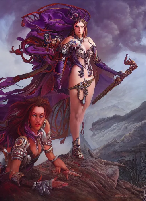 Prompt: fantasy warrior princess, painting by gerald brom, wide angle, detailed, 4 k, unreal engine 5