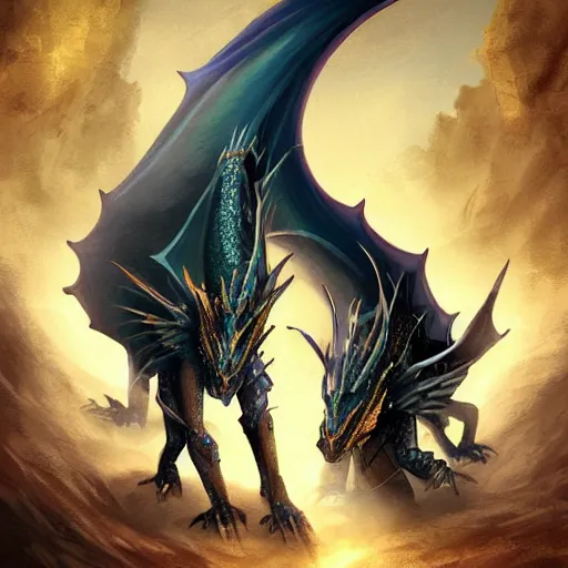 Image similar to a dragon being riden by a royal knight, digital art, fantasy art