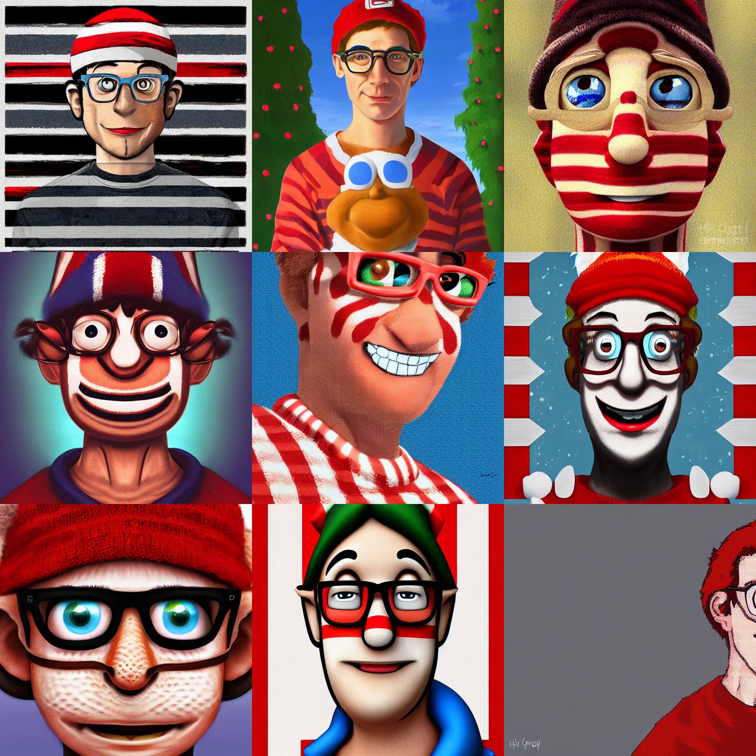 Prompt: portrait of Waldo from Where's Waldo, advanced digital art, HD, 8k