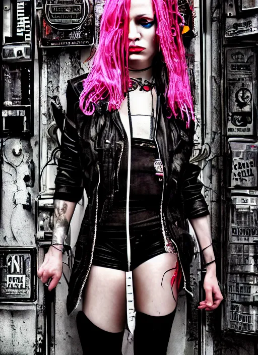 Prompt: portrait photo, 3 5 mm lomography, female doorwoman, gang clothing fashion, id magazine, by david cronenberg, hyperrealism, detailed textures, photorealistic, cyberpunk apocalyptic city, ultra realistic, cinematic, intricate, cinematic light, 8 k, david la chapelle, david kostic, artgerm