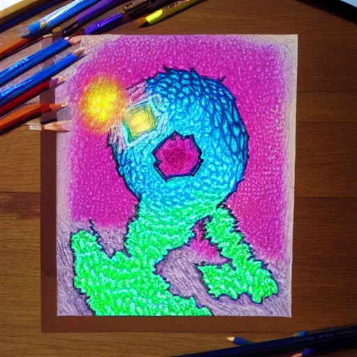 Image similar to Colored pencil art on paper, Terraria Logo, highly detailed, artstation, MasterPiece, Award-Winning, Caran d'Ache Luminance