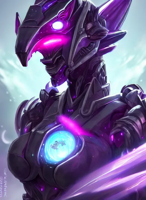 Image similar to cinematic goddess close shot, cosmic sized beautiful stunning elegant hot giant robot mecha female dragon, sharp cyborg dragon head, sharp metal ears, led glowing purple eyes, smooth fuschia skin, smooth silver armor, floating in space, epic proportions, epic scale, macro furry, furry art, dragon art, giantess art, warframe fanart, furaffinity, octane