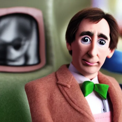 Image similar to alan partridge as a muppet. highly detailed felt. hyper real photo. 4 k.