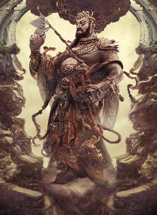 Image similar to digital painting of chinese gods, by filipe pagliuso and justin gerard symmetric, fantasy, highly detailed, realistic, intricate port