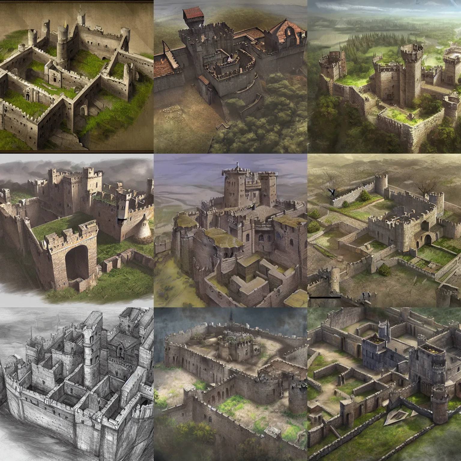 medieval castles birds eye view