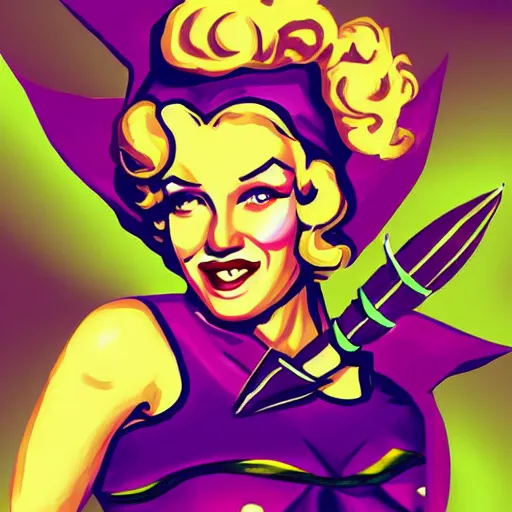 Prompt: marilyn monroe as an elf warrior, digital art, fantasy, vibrant colors, cell shading