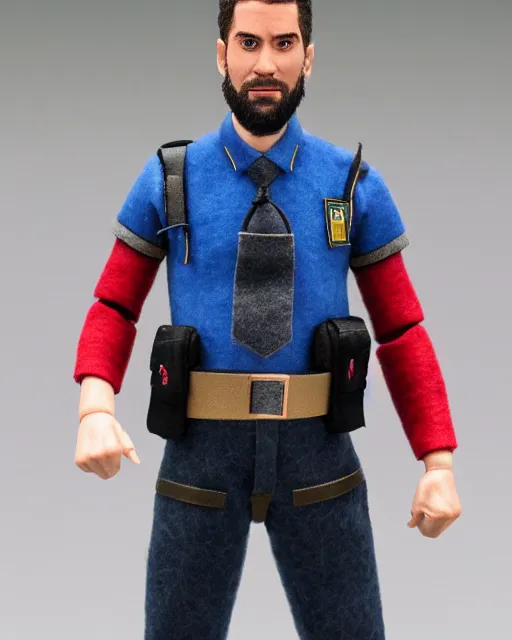 Image similar to twitch streamer adin ross as a action figure. highly detailed felt. hyper real photo. 4 k.