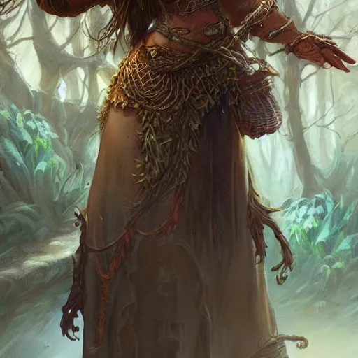 Image similar to a woman tree druid with leaf themed clothing, fully clothed, D&D, fantasy, intricate, cinematic lighting, highly detailed, digital painting, artstation, concept art, smooth, sharp focus, illustration, art by Justin Gerard