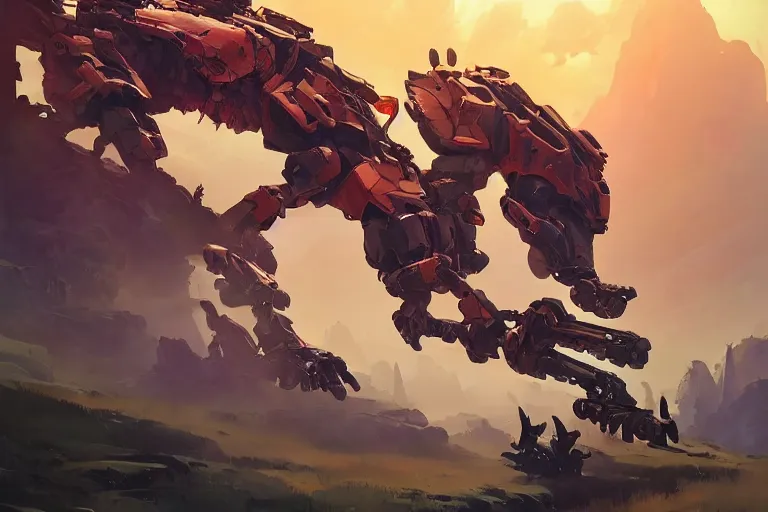 Image similar to fireclaw machine mecha animal beast robot of horizon forbidden west horizon zero dawn bioluminiscence, behance hd by jesper ejsing, by rhads, makoto shinkai and lois van baarle, ilya kuvshinov, rossdraws global illumination