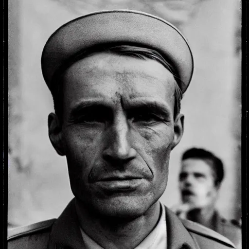 Image similar to a soviet man portrait, photorealistic, 24mm film