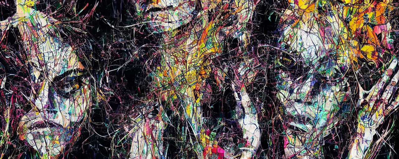 Prompt: latent space. a massive unmanifested void from which infinite creativity emerges, in the style of abstract digital art, derek gores carne griffiths and jackson pollock