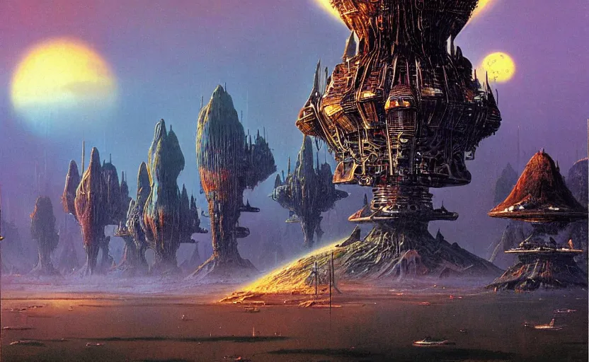 Image similar to photorealistic alien empire by bruce pennington