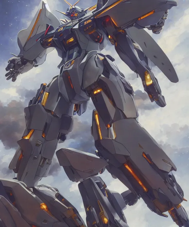 Image similar to gundam mecha portrait, subject centered in the frame, rule of thirds, golden ratio , scifi, intricate glowing mecha armor, elegant, glowing cylon eyes, highly detailed cybernetic body, ornate mecha armor, digital painting, artstation, concept art, smooth, sharp focus, illustration, art by Artgerm and moebius and Peter Mohrbacher