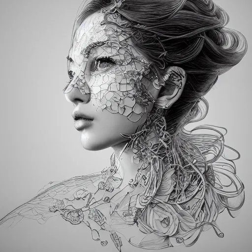 Image similar to the portrait of an absurdly beautiful, graceful, elegant, sophisticated, young girl made up of lemons, an ultrafine hyperdetailed illustration by kim jung gi, irakli nadar, intricate linework, bright colors, octopath traveler, final fantasy, unreal engine 5 highly rendered, global illumination, radiant light, detailed and intricate environment