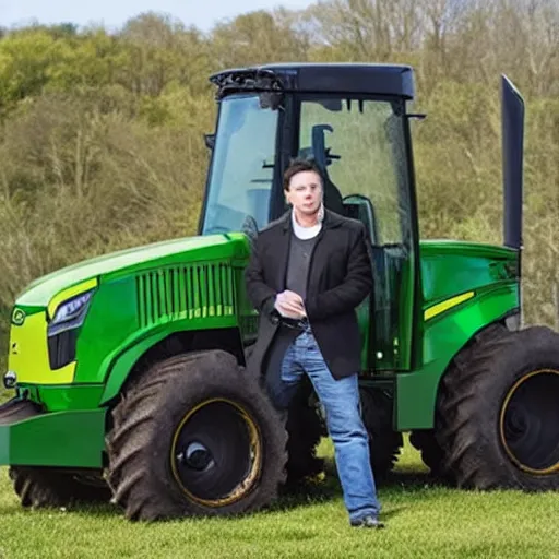 Image similar to elon musk in a john deere