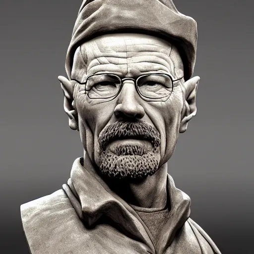 Image similar to extreme long - shot photograph of a very detailed renaissance clay sculpture of walter white wearing a phrygian cap in times square, made by michelangelo, hyper detailed, sharp focus, 8 k resolution, ray tracing