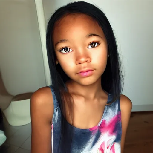 Prompt: a beautiful blasian girl with heterochromia