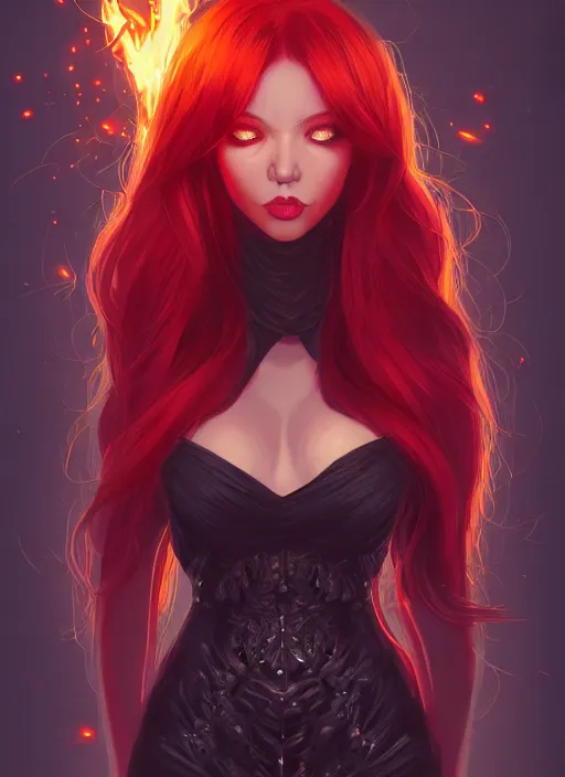 Prompt: full body portrait of beautiful sorceress, black skin, skintight cocktail dress, detailed face, red hair, angry, fireballs, dark fantasy, extremely detailed, smooth, sharp focus, digital illustration, by rossdraws, sakimichan, wlop