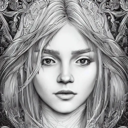 Image similar to a portrait of an incredibly beautiful, graceful, elegant, and sophisticated young blonde girl made of garlic, an ultrafine detailed illustration by james jean, intricate linework, bright colors, final fantasy, behance contest winner, vanitas, angular, altermodern, unreal engine 5 highly rendered, global illumination, radiant light, detailed and intricate environment