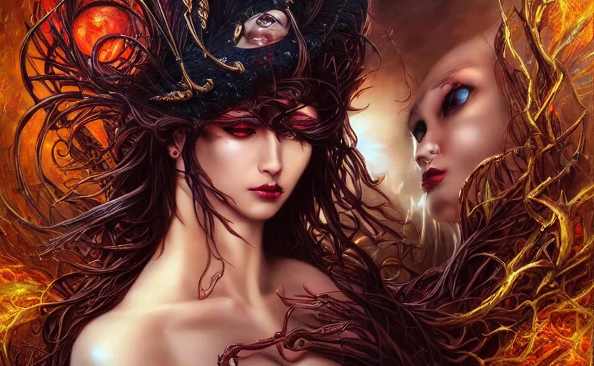 Prompt: a seductive dark fantasy mystical mistress sorceress, deviantart, art by artgerm and karol bak and mark brooks, jason edmiston