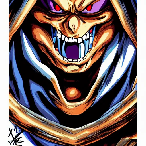 Image similar to portrait painting of skeletor, art by akira toriyama, 4 k, dragon ball artstyle, cel shaded, highly detailed, epic lighting