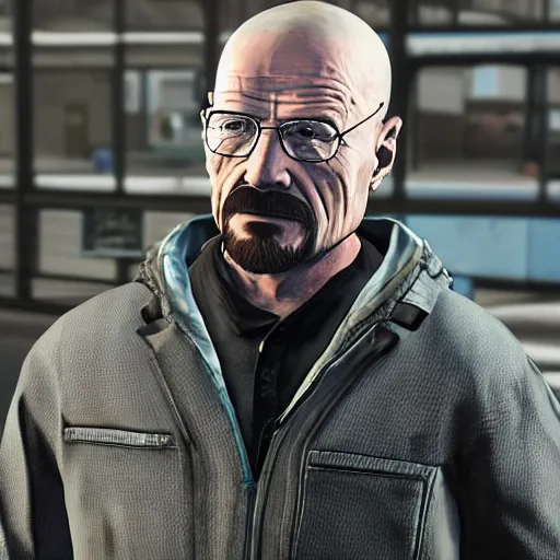 Image similar to walter white in gta v, 4 k, high detail, high - resolution photograph, professional photography, ultra - detail