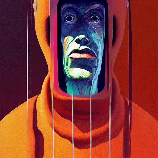 Image similar to Portrait of an abstract visual of artificial intelligence,highly detailed, very coherent, painted by Francis Bacon and Edward Hopper, Wayne Barlowe, painted by James Gilleard, surrealism, airbrush, art by JamesJean