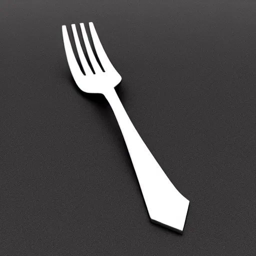 Image similar to a 3d object of a large fork, realistic, on its own, no background, top down view