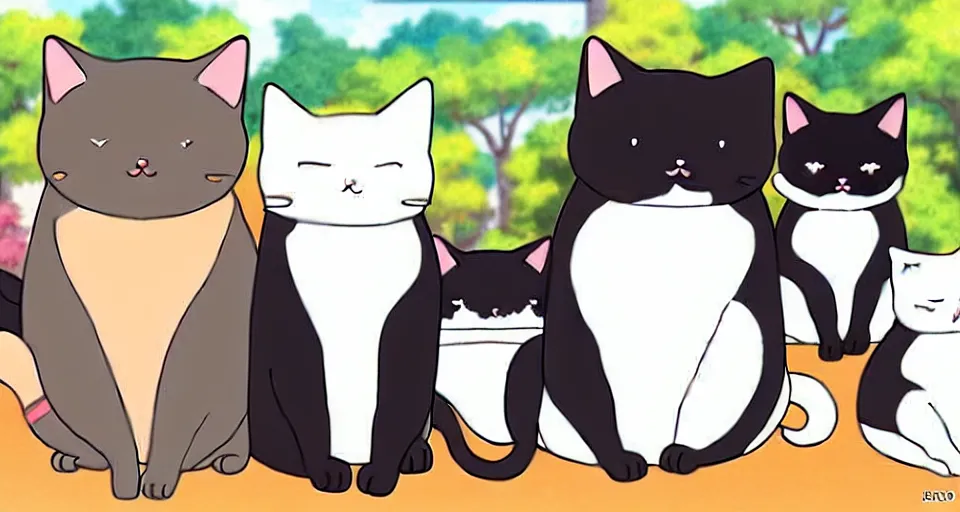 Image similar to cute anime fat cats