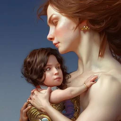 Prompt: giantess woman holding a small man in her hands, intricate, highly detailed, digital painting, artstation, concept art, smooth, sharp focus, illustration, unreal engine 5, 8 k, art by artgerm and greg rutkowski and alphonse mucha