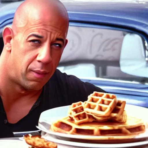 movie still of vin diesel eating waffles and pancakes | Stable ...