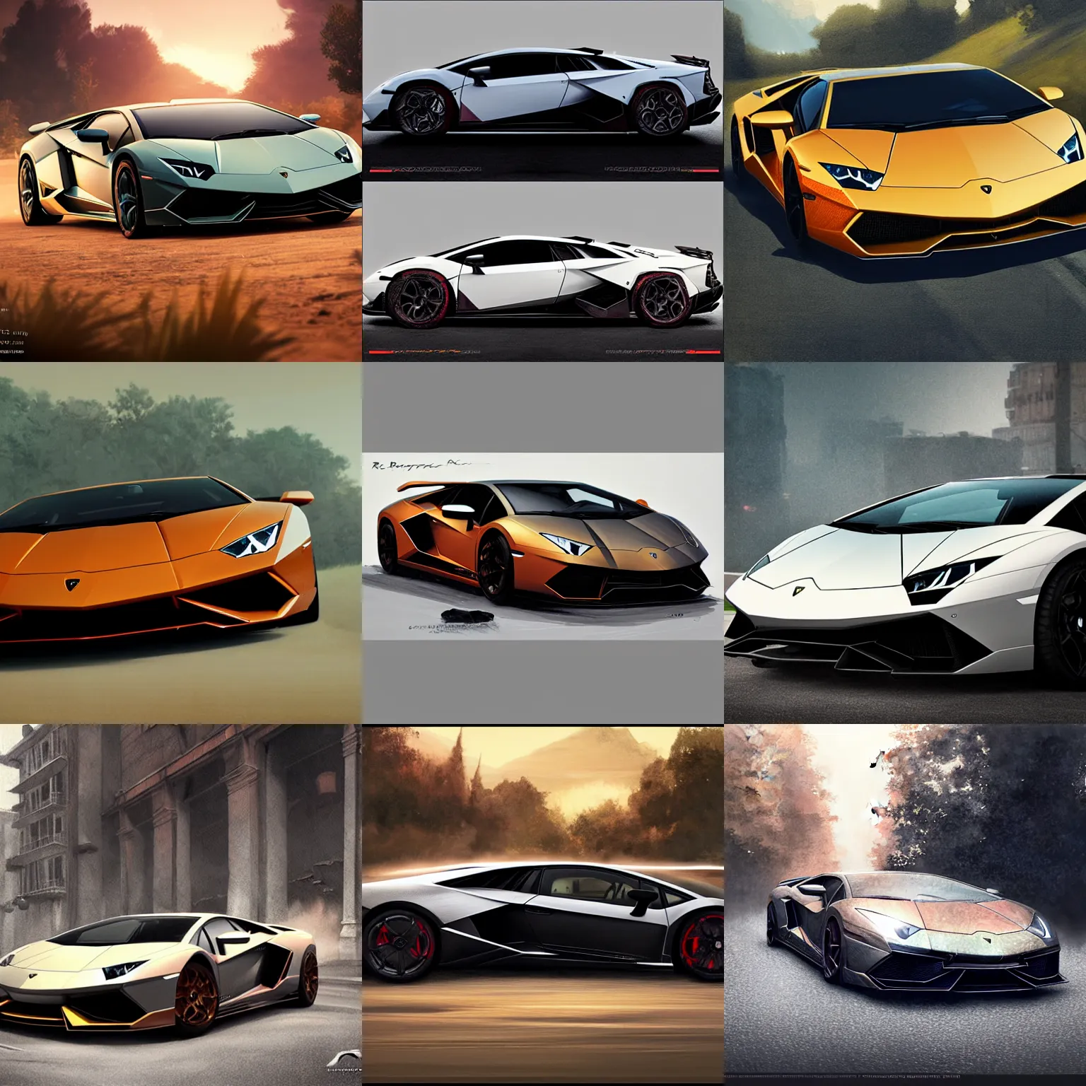 Prompt: a lamborghini,digital art,ultra realistic,ultra detailed,art by greg rutkowski,rtx,ray tracing