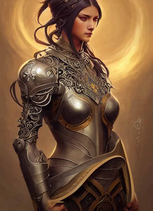 Image similar to Muscular and powerful medieval knight portrait, art nouveau, fantasy, intricate flower designs, elegant, highly detailed, sharp focus, art by Artgerm and Greg Rutkowski