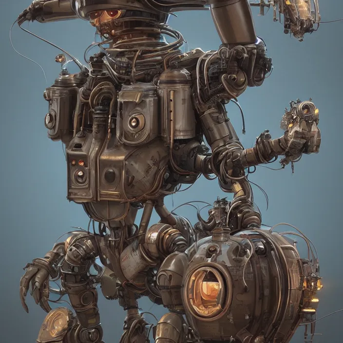 Prompt: dieselpunk robotic mistress, extremely detailed, plush, intricate, soft light, volumetric, blender, digital painting, art station, by simon stalenhag