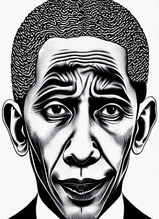 Image similar to junji ito style portrait of barack obama, intricate, highly detailed, illustration, art by junji ito, junji ito